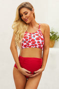 Load image into Gallery viewer, Strappy Hollow-out Back Crop Top High Waist Maternity Swimsuit
