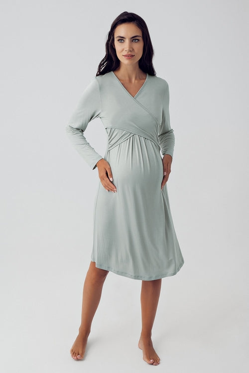 Shopymommy 15105 Cross Double Breasted Maternity & Nursing Nightgown