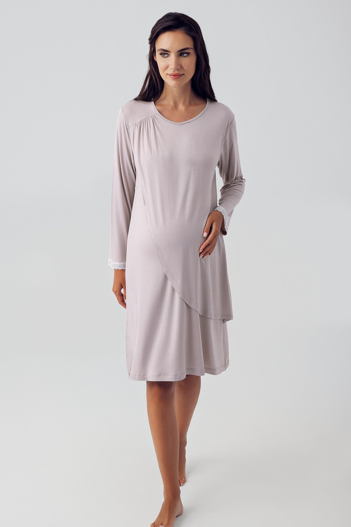 Shopymommy 15109 Wide Double Breasted Maternity & Nursing Nightgown