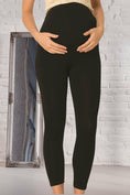 Load image into Gallery viewer, Shopymommy 1757 Cotton Maternity Tight Black
