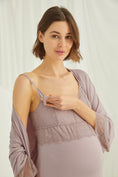 Load image into Gallery viewer, Shopymommy 18430 Lace Strappy Maternity & Nursing Nightgown With Robe
