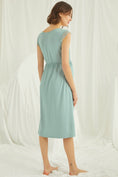 Load image into Gallery viewer, Shopymommy 18466 Lace V-Neck Maternity & Nursing Nightgown Green
