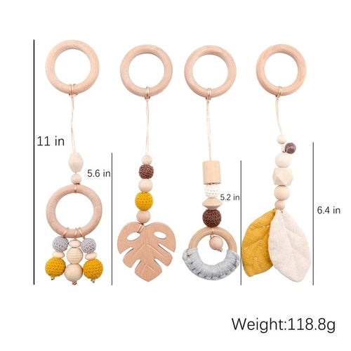 1set Wooden Rattle Teethers Baby Toys Play Gym Mobile Newborn Sensory