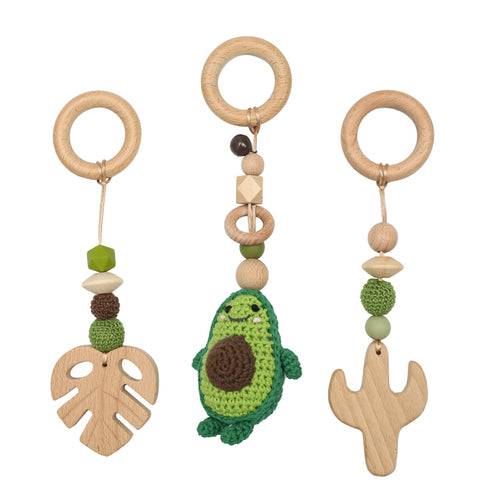 1set Wooden Rattle Teethers Baby Toys Play Gym Mobile Newborn Sensory