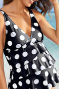 Load image into Gallery viewer, Black Dot Print Ruffled Layered Maternity Swimsuit
