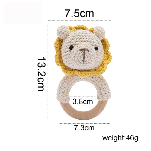 1pc Baby Teether Music Rattles for Kids Animal Crochet Rattle Elephant