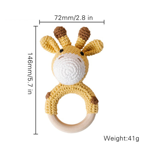 1pc Baby Teether Music Rattles for Kids Animal Crochet Rattle Elephant