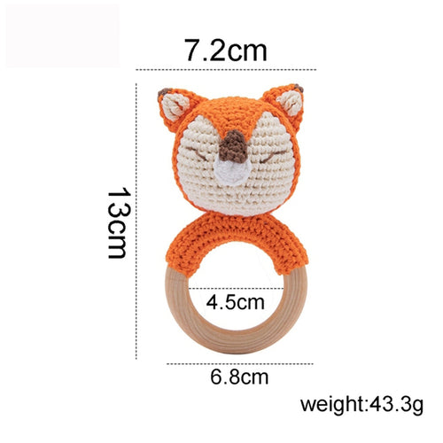 1pc Baby Teether Music Rattles for Kids Animal Crochet Rattle Elephant