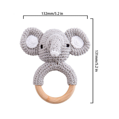 1pc Baby Teether Music Rattles for Kids Animal Crochet Rattle Elephant