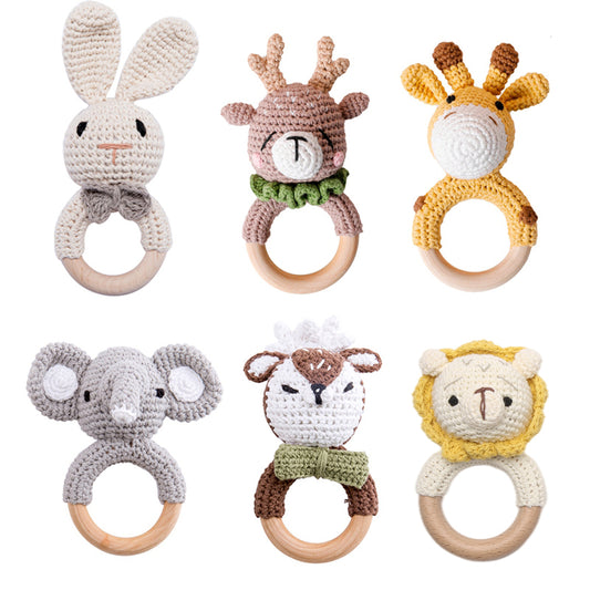 1pc Baby Teether Music Rattles for Kids Animal Crochet Rattle Elephant