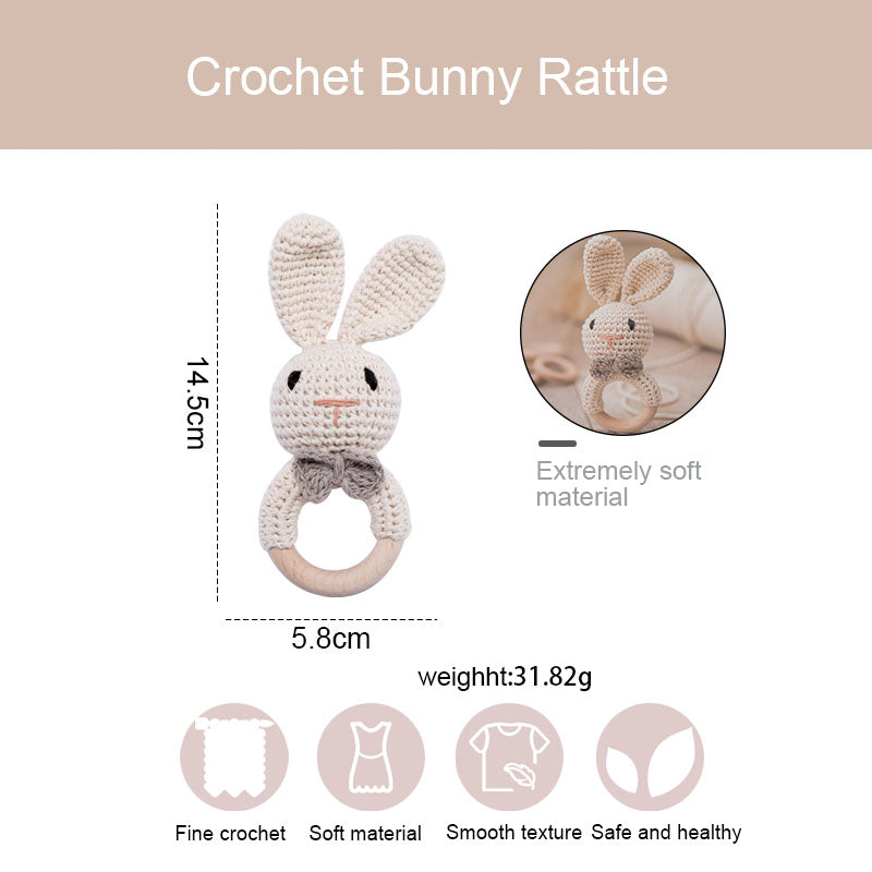 1pc Baby Teether Music Rattles for Kids Animal Crochet Rattle Elephant