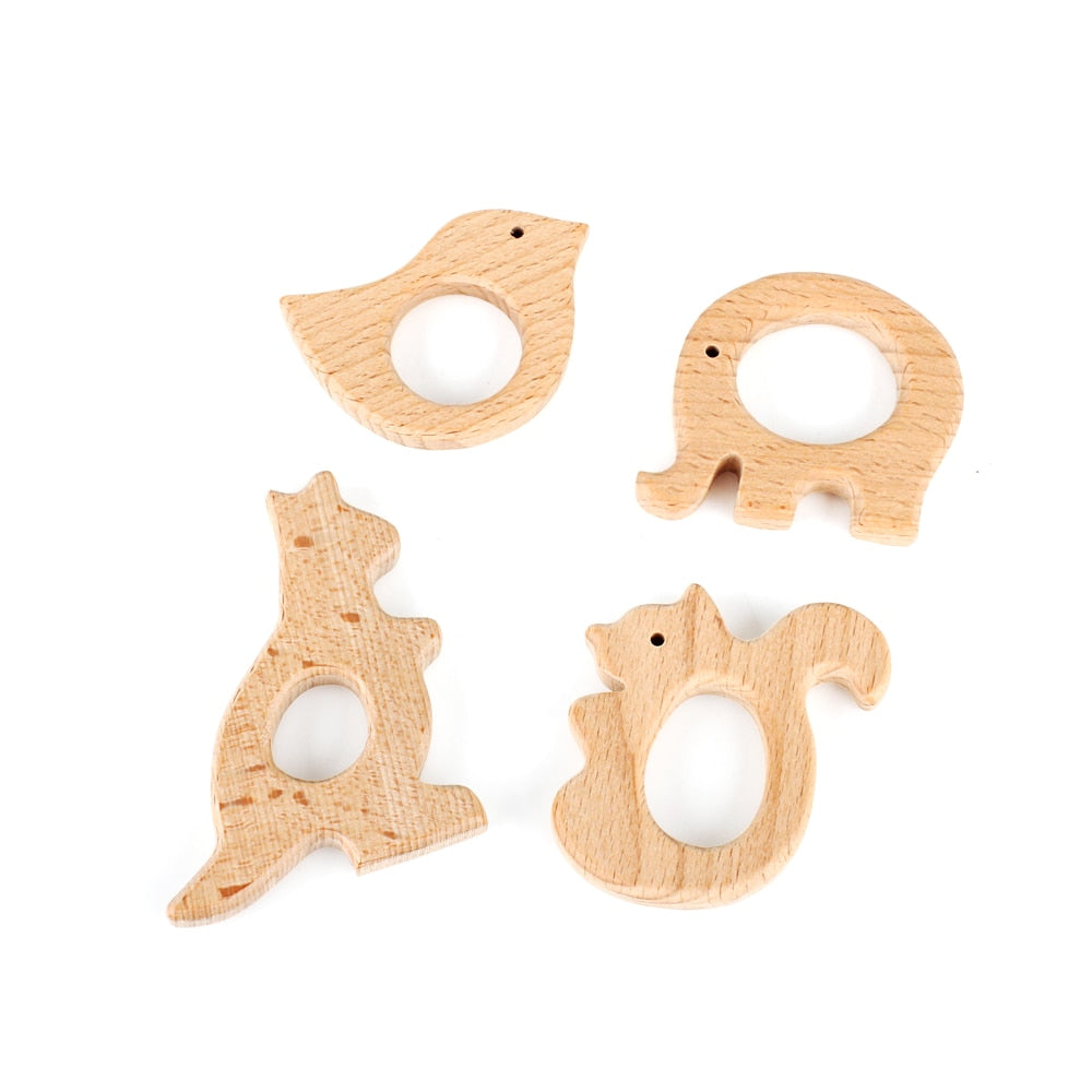 1pcs Wooden Baby Teether Animal Bpa Free Diy Pacifier Chain Necklace