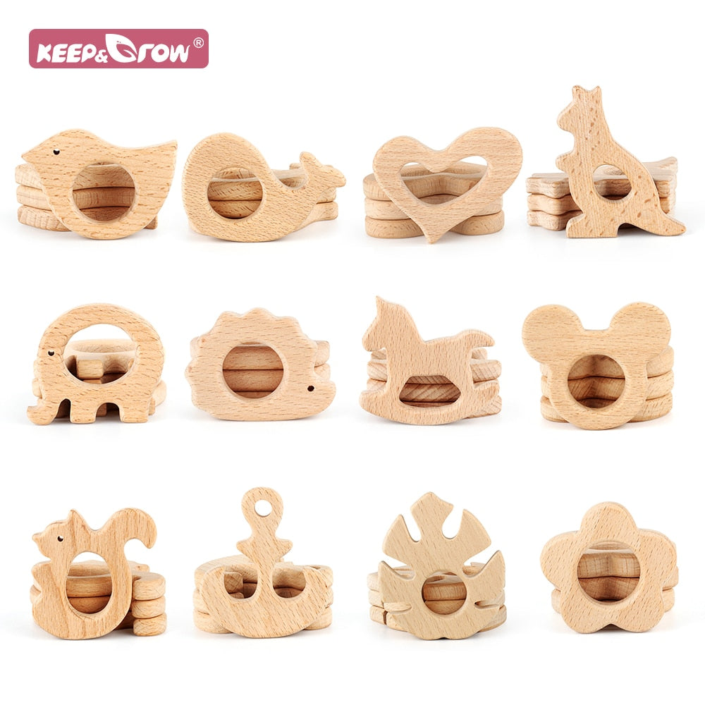 1pcs Wooden Baby Teether Animal Bpa Free Diy Pacifier Chain Necklace