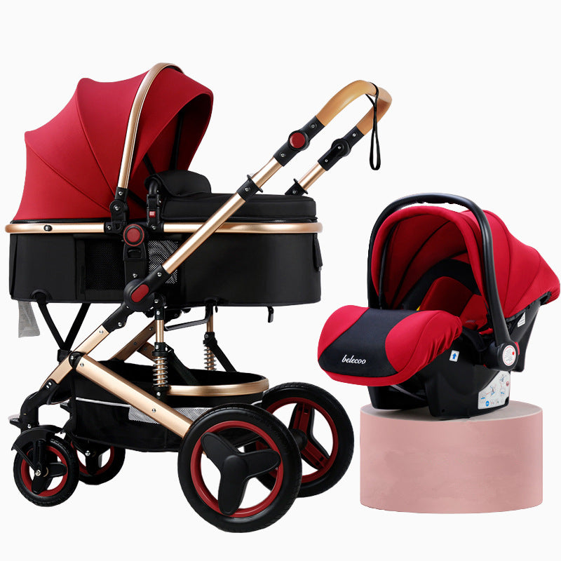 2021 High Landscape Baby Stroller 3 In 1 With Car Seat And Stroller