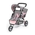 Load image into Gallery viewer, Doll Stroller Reig Grey Pink Wheels x 3 Twinned
