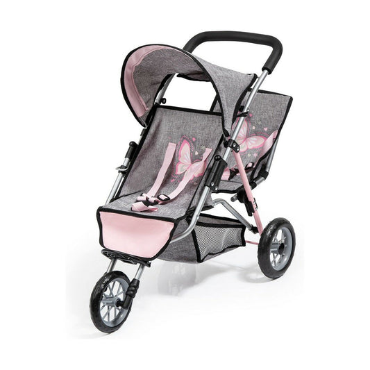 Doll Stroller Reig Grey Pink Wheels x 3 Twinned