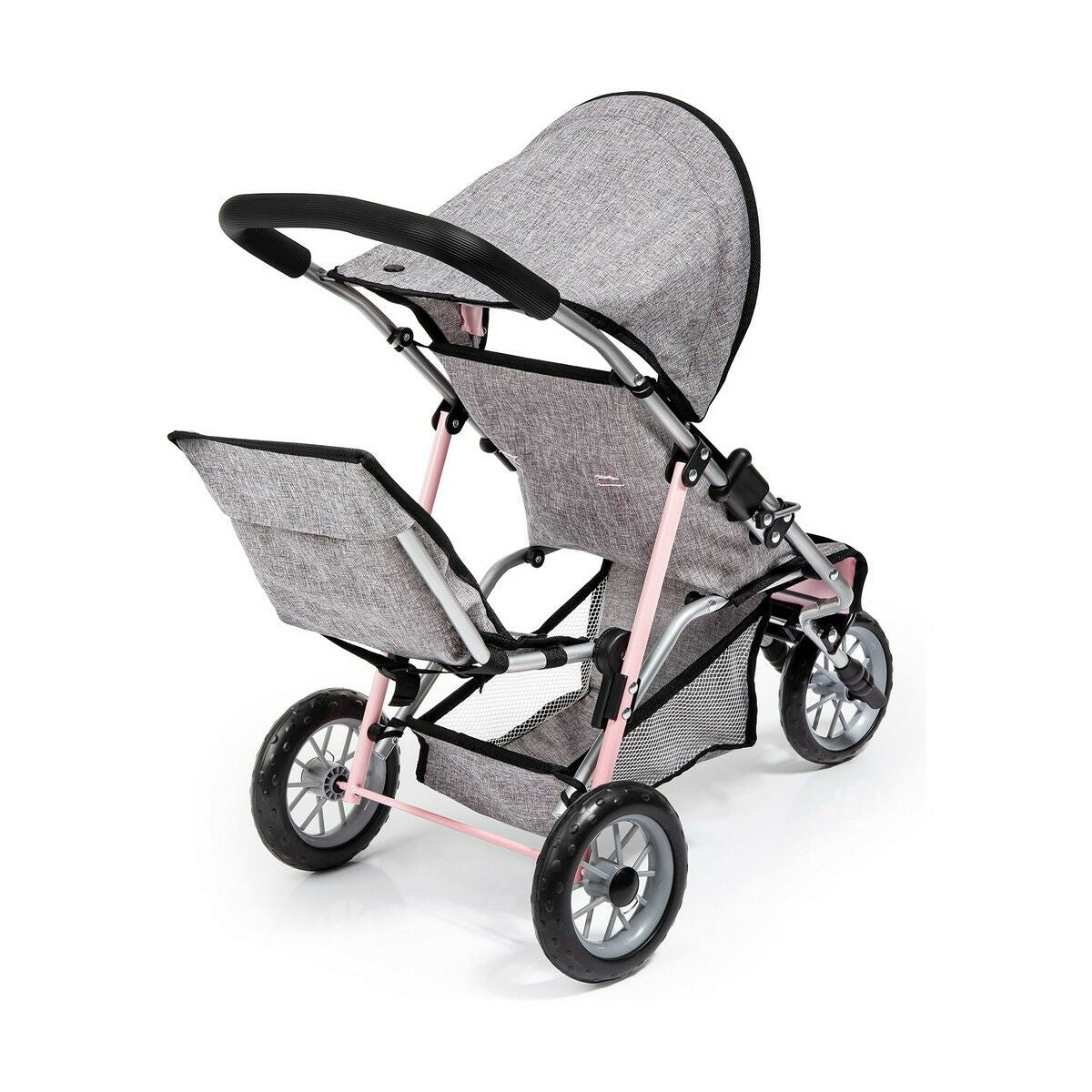 Doll Stroller Reig Grey Pink Wheels x 3 Twinned