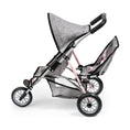 Load image into Gallery viewer, Doll Stroller Reig Grey Pink Wheels x 3 Twinned
