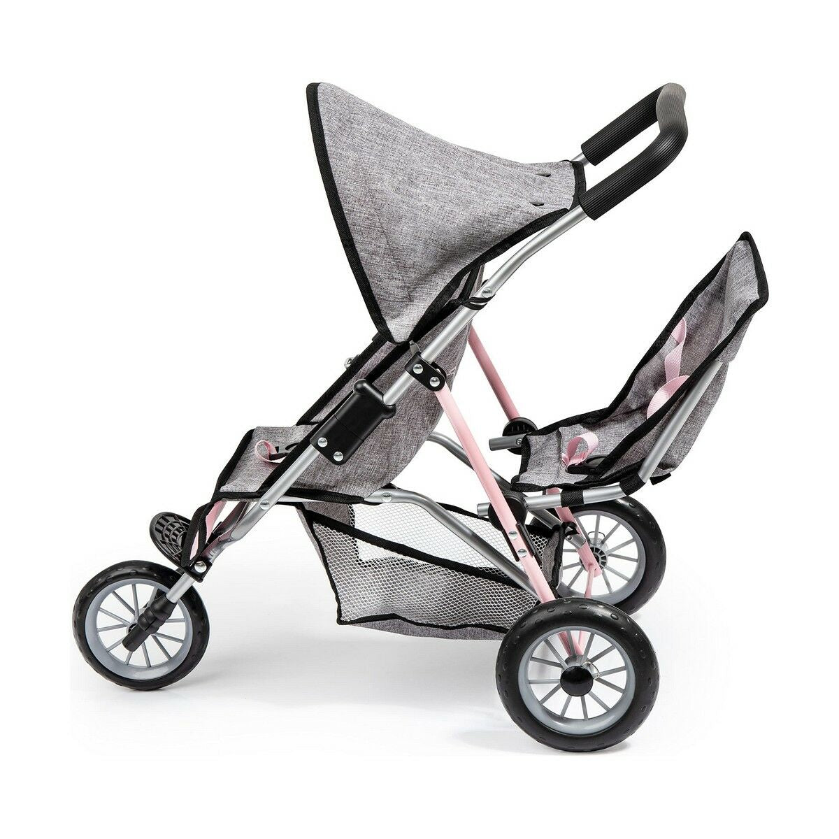 Doll Stroller Reig Grey Pink Wheels x 3 Twinned