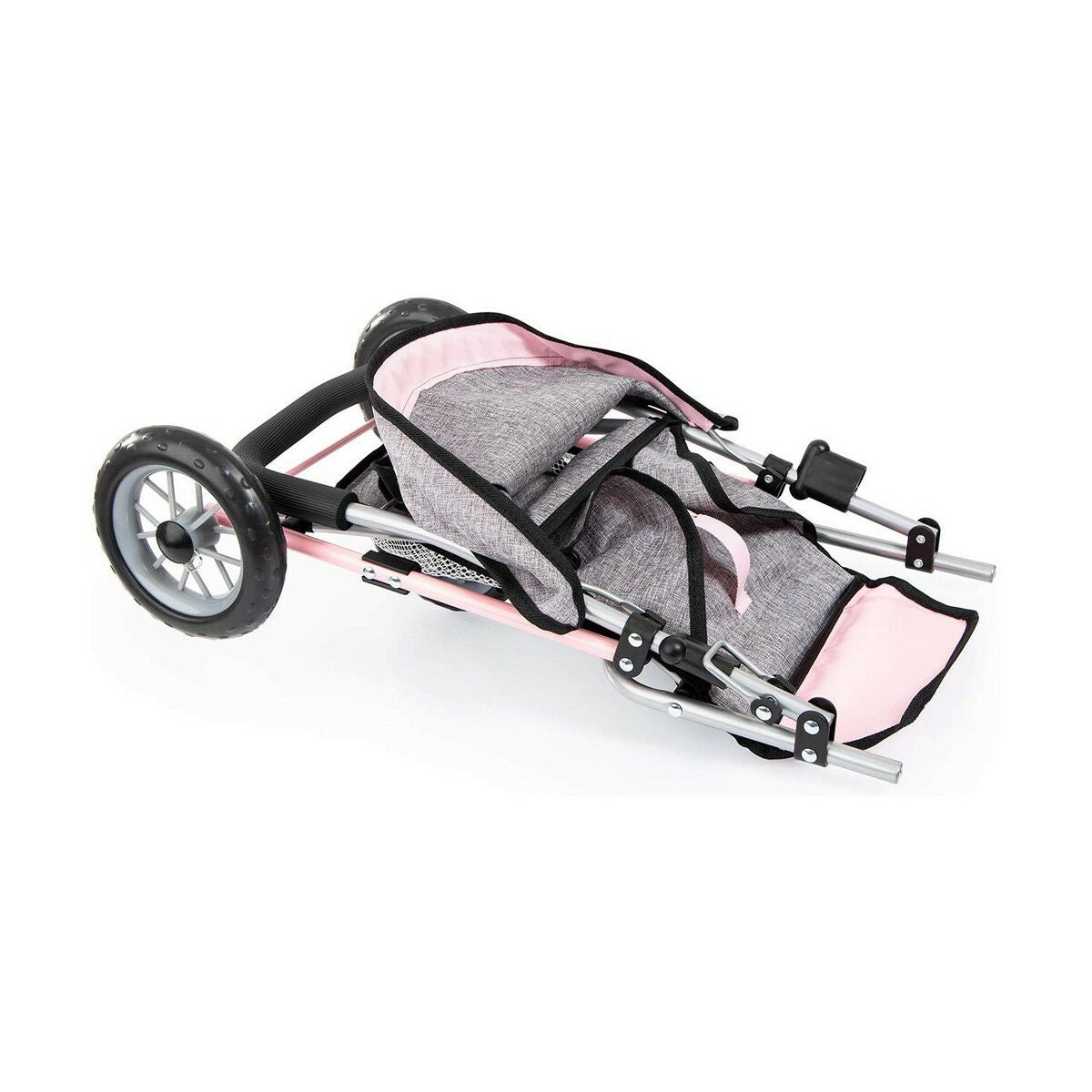 Doll Stroller Reig Grey Pink Wheels x 3 Twinned