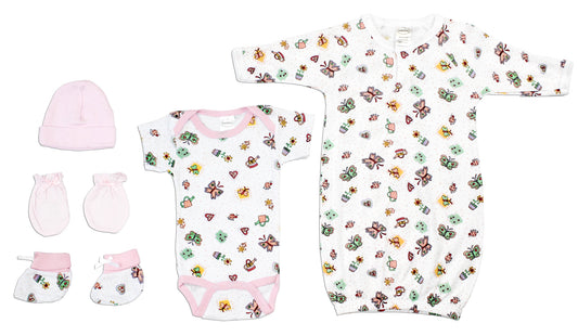 Newborn Baby Girls 6 Pc Layette Baby Shower Gift