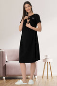 Load image into Gallery viewer, Shopymommy 5427 Breastfeeding Maternity & Nursing Nightgown Black
