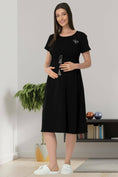 Load image into Gallery viewer, Shopymommy 5427 Breastfeeding Maternity & Nursing Nightgown Black
