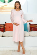 Load image into Gallery viewer, Shopymommy 55103 Elegance Lace Sleeves Maternity & Nursing Nightgown
