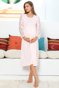 Load image into Gallery viewer, Shopymommy 55103 Elegance Lace Sleeves Maternity & Nursing Nightgown
