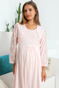 Load image into Gallery viewer, Shopymommy 55103 Elegance Lace Sleeves Maternity & Nursing Nightgown
