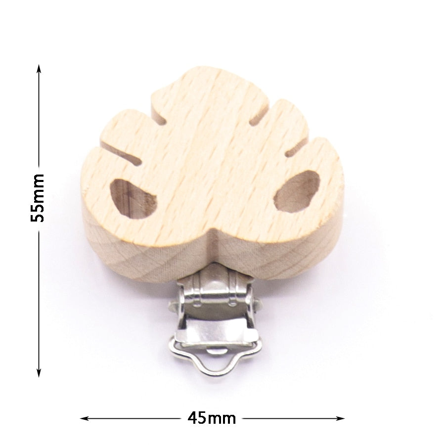 5pcs/lot Food Grade Beech Wooden Clip Animal Heart Shape Dummy Clip