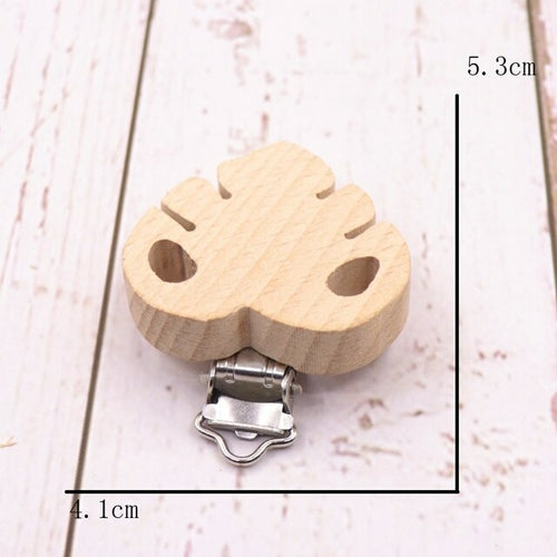 5pcs/lot Food Grade Beech Wooden Clip Animal Heart Shape Dummy Clip