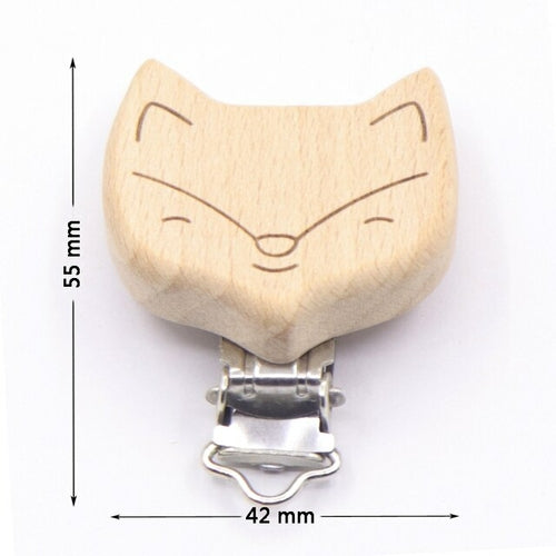 5pcs/lot Food Grade Beech Wooden Clip Animal Heart Shape Dummy Clip