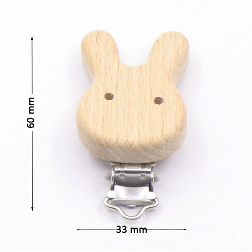 5pcs/lot Food Grade Beech Wooden Clip Animal Heart Shape Dummy Clip