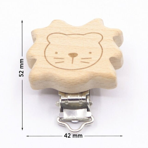 5pcs/lot Food Grade Beech Wooden Clip Animal Heart Shape Dummy Clip