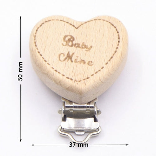 5pcs/lot Food Grade Beech Wooden Clip Animal Heart Shape Dummy Clip