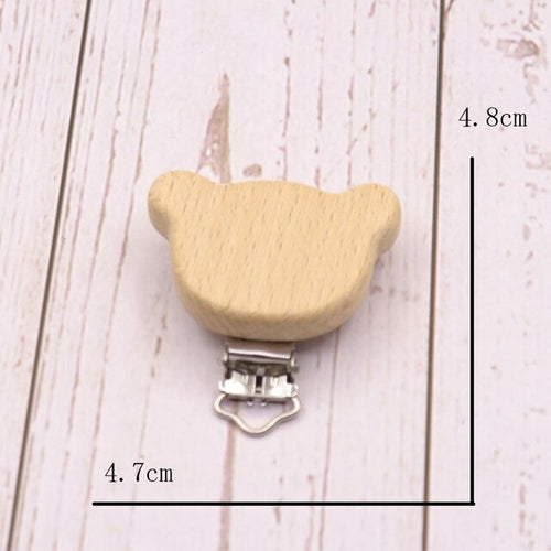 5pcs/lot Food Grade Beech Wooden Clip Animal Heart Shape Dummy Clip