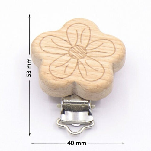 5pcs/lot Food Grade Beech Wooden Clip Animal Heart Shape Dummy Clip