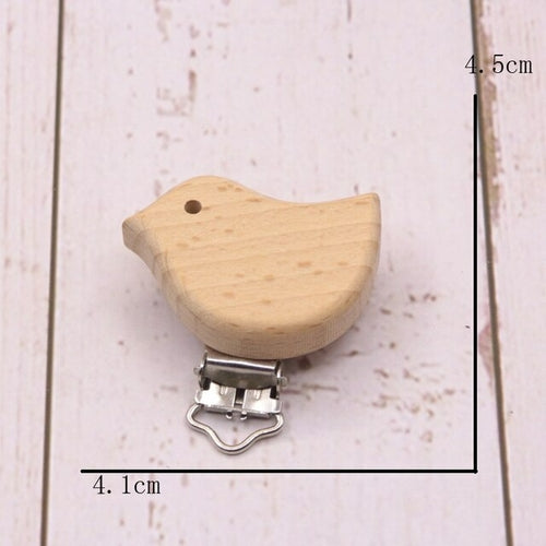 5pcs/lot Food Grade Beech Wooden Clip Animal Heart Shape Dummy Clip