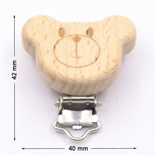 5pcs/lot Food Grade Beech Wooden Clip Animal Heart Shape Dummy Clip