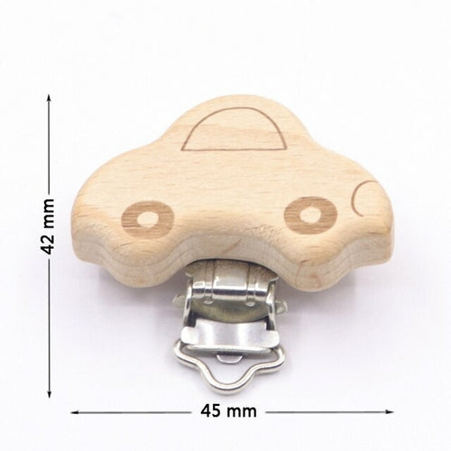 5pcs/lot Food Grade Beech Wooden Clip Animal Heart Shape Dummy Clip