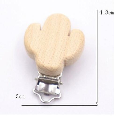 5pcs/lot Food Grade Beech Wooden Clip Animal Heart Shape Dummy Clip