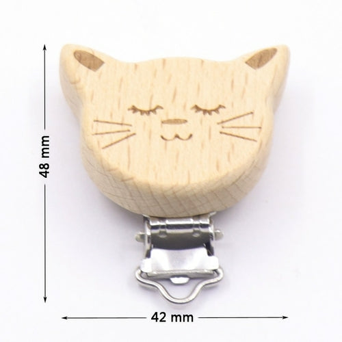 5pcs/lot Food Grade Beech Wooden Clip Animal Heart Shape Dummy Clip