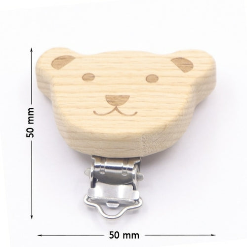 5pcs/lot Food Grade Beech Wooden Clip Animal Heart Shape Dummy Clip