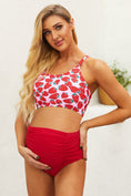 Load image into Gallery viewer, Strappy Hollow-out Back Crop Top High Waist Maternity Swimsuit
