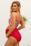 Load image into Gallery viewer, Strappy Hollow-out Back Crop Top High Waist Maternity Swimsuit
