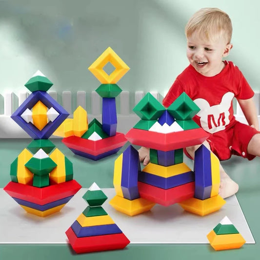 Kids Construction Set Pyramid Building Blocks Set 3D Geometry Space