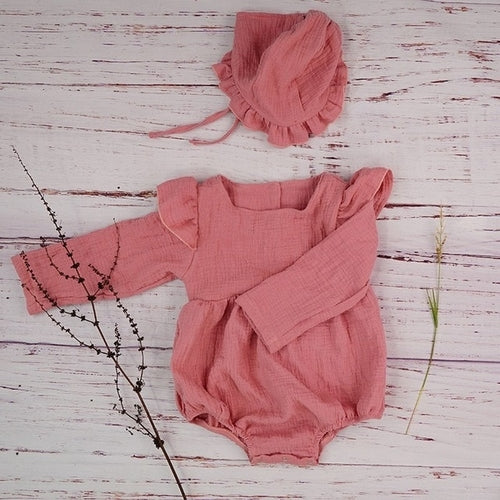 Cotton Newborn Onesie and Bonnet Set