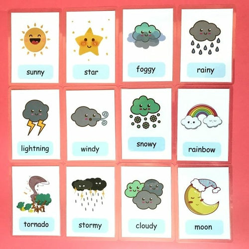 Baby Montessori Toys Emotion Weather Learning Card Cartoon English