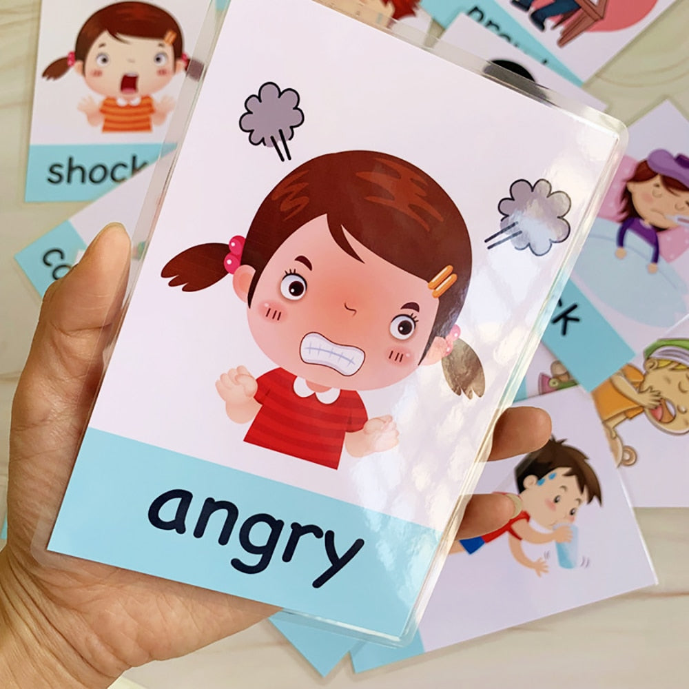 Baby Montessori Toys Emotion Weather Learning Card Cartoon English